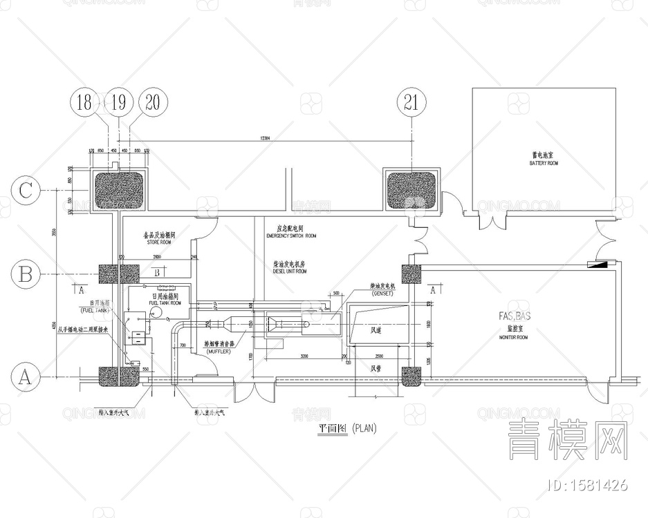 柴油机房平立面详图【ID:1581426】
