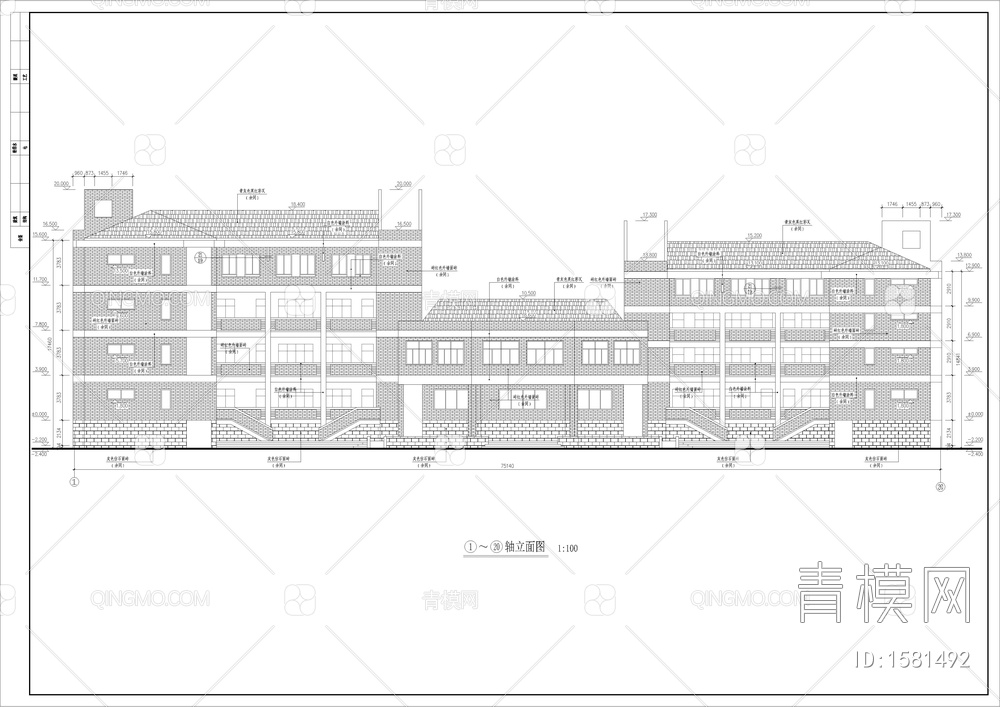 中学全套建筑图带总图【ID:1581492】