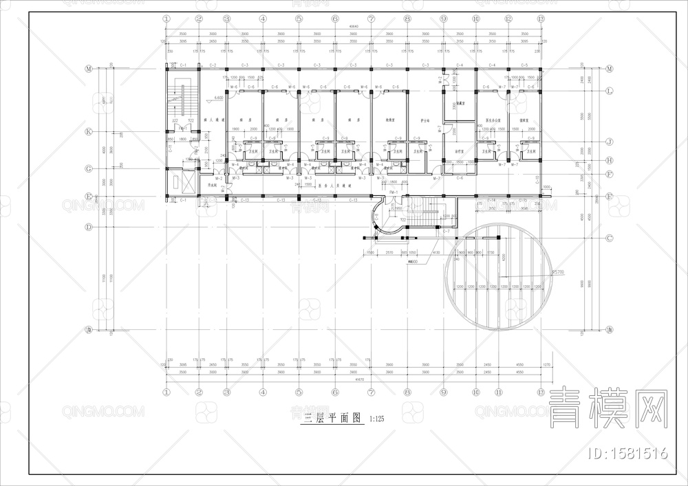 传染病房楼全套建筑结构图【ID:1581516】