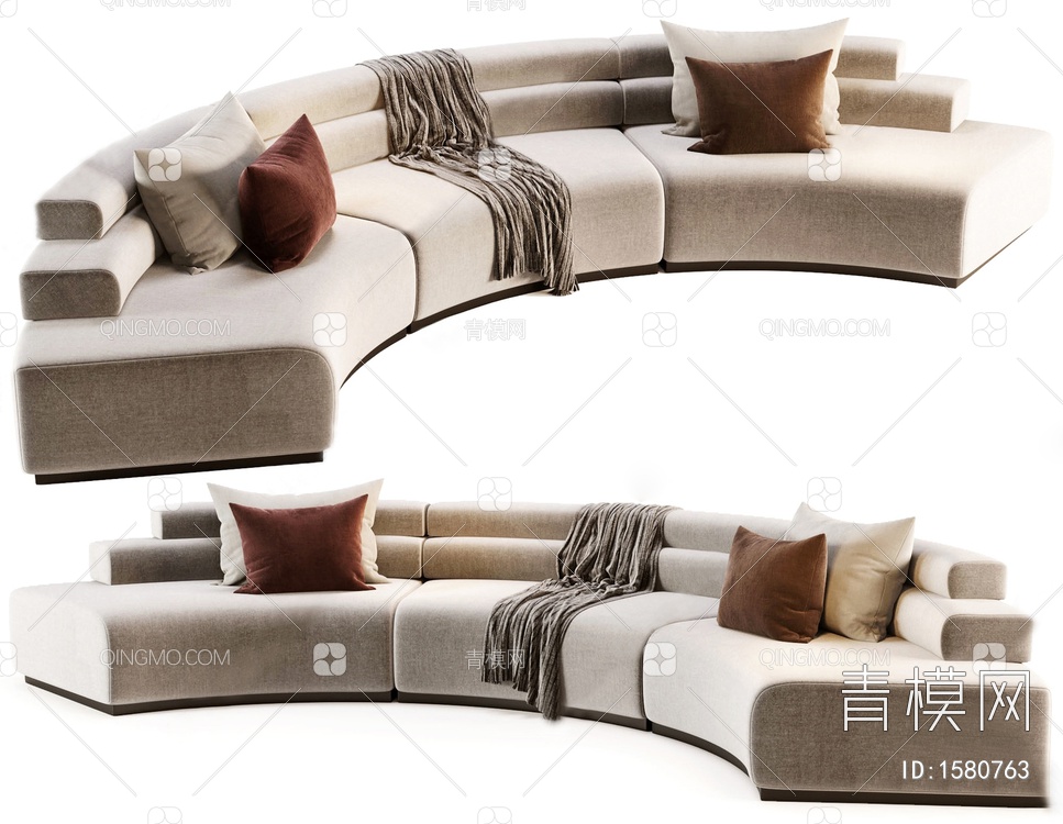 Cazarina弧形多人沙发3D模型下载【ID:1580763】