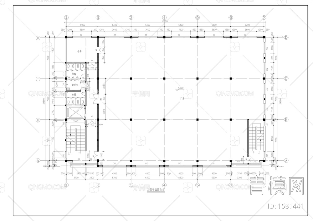 四层框架结构厂房全套建筑图【ID:1581441】