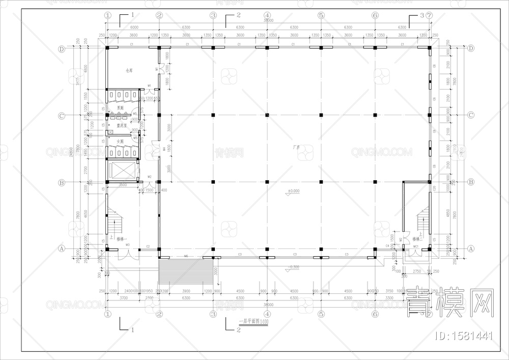 四层框架结构厂房全套建筑图【ID:1581441】