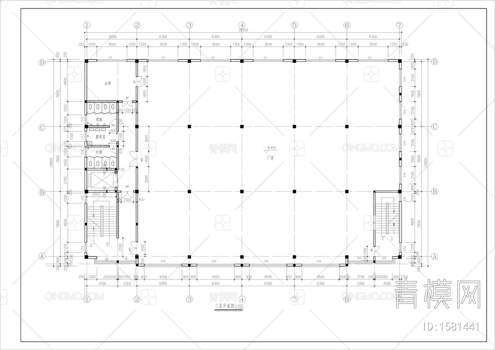 四层框架结构厂房全套建筑图【ID:1581441】