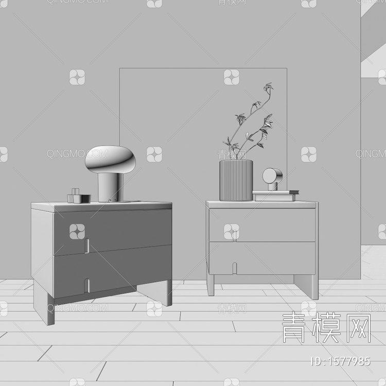 床头柜，，卧室，边几3D模型下载【ID:1577985】
