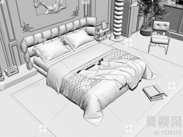 Minotti 米洛提 双人床3D模型下载【ID:1578315】