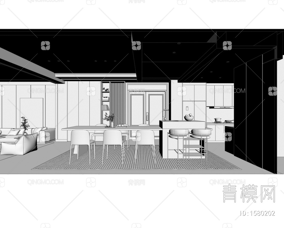 复式客餐厅3D模型下载【ID:1580202】