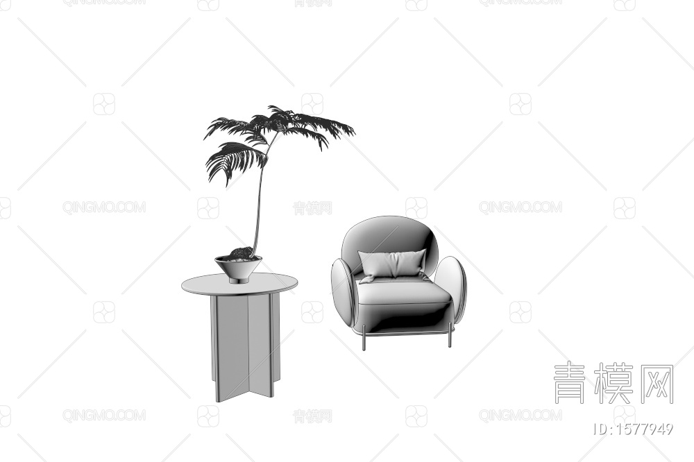 单人沙发椅3D模型下载【ID:1577949】
