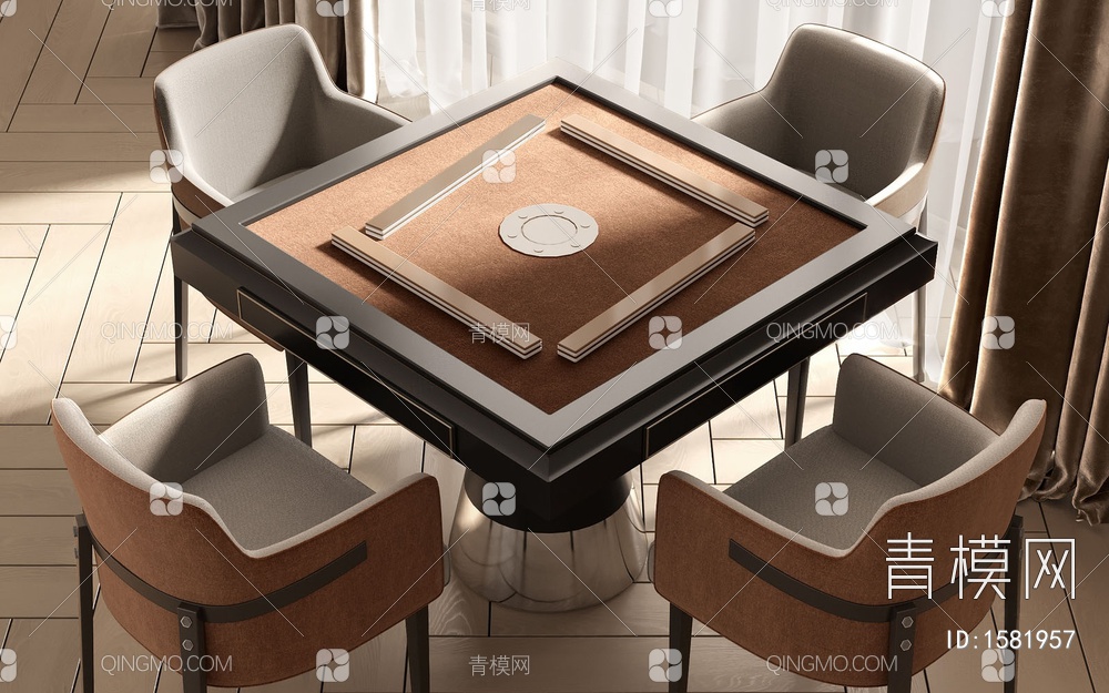 麻将桌椅 娱乐桌椅3D模型下载【ID:1581957】