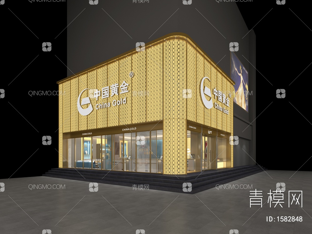 中国黄金 珠宝店3D模型下载【ID:1582848】