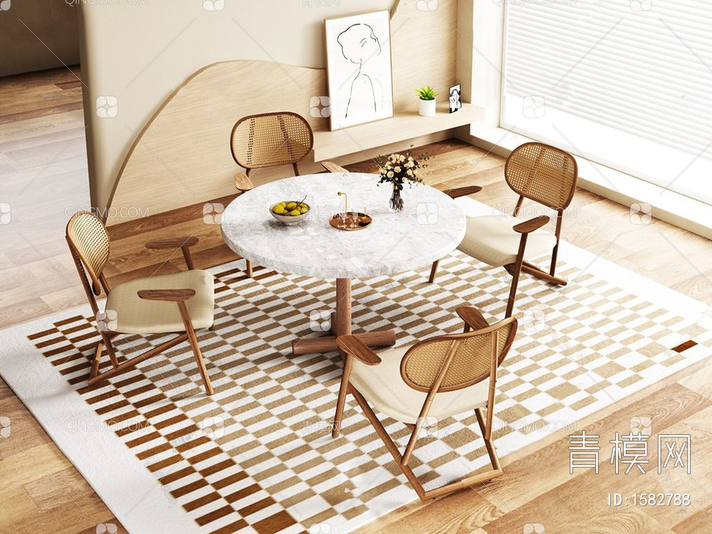 餐桌椅组合3D模型下载【ID:1582788】