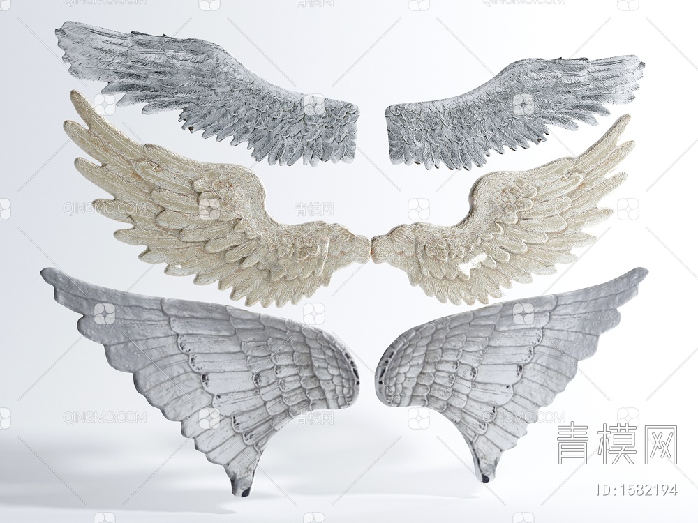 翅膀墙饰3D模型下载【ID:1582194】