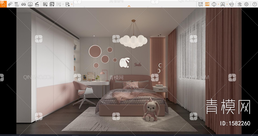 儿童房 女孩房SU模型下载【ID:1582260】