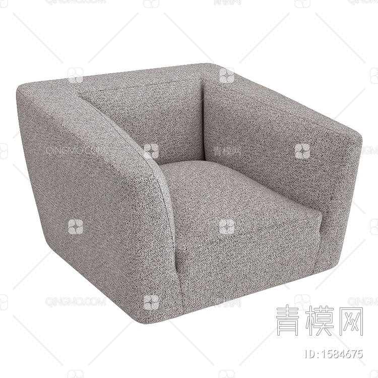 Panis休闲灰色单人沙发3D模型下载【ID:1584675】