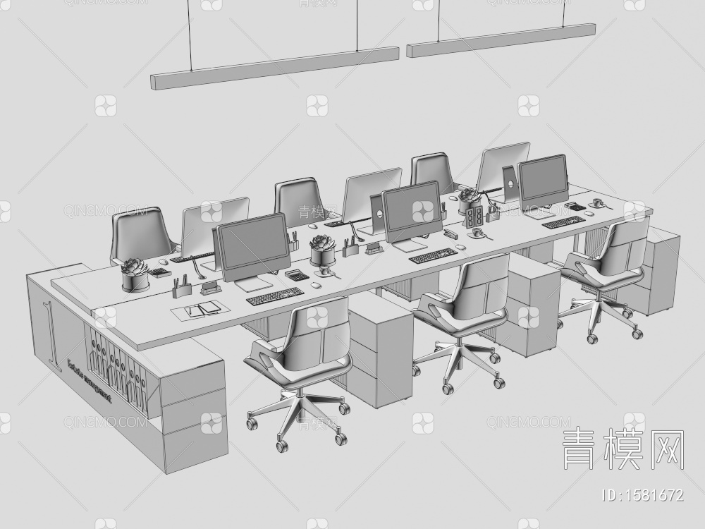 办公桌椅组合3D模型下载【ID:1581672】