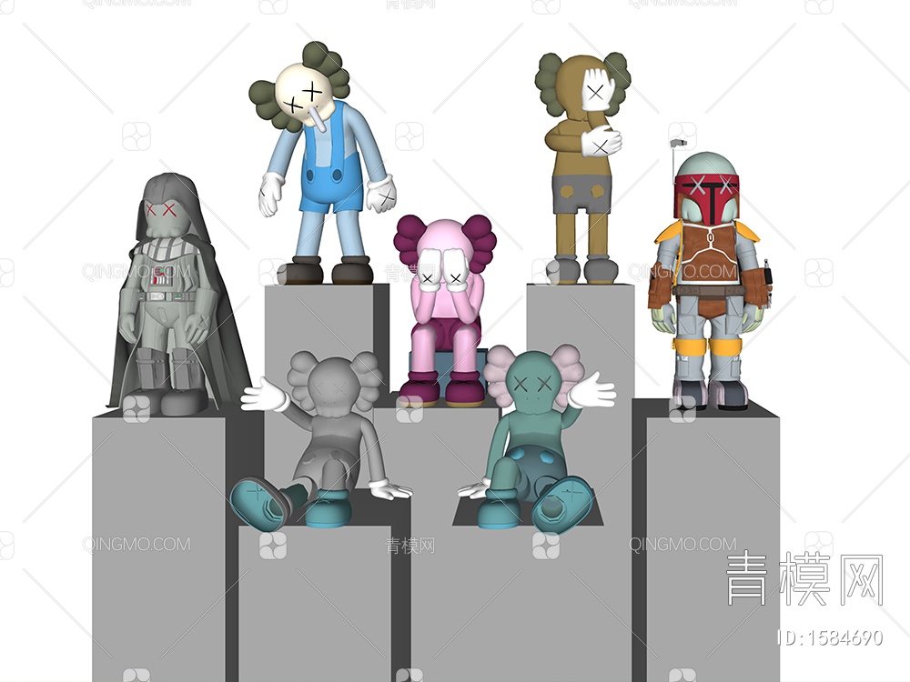KAWS网红人偶暴力熊玩具饰品摆件SU模型下载【ID:1584690】