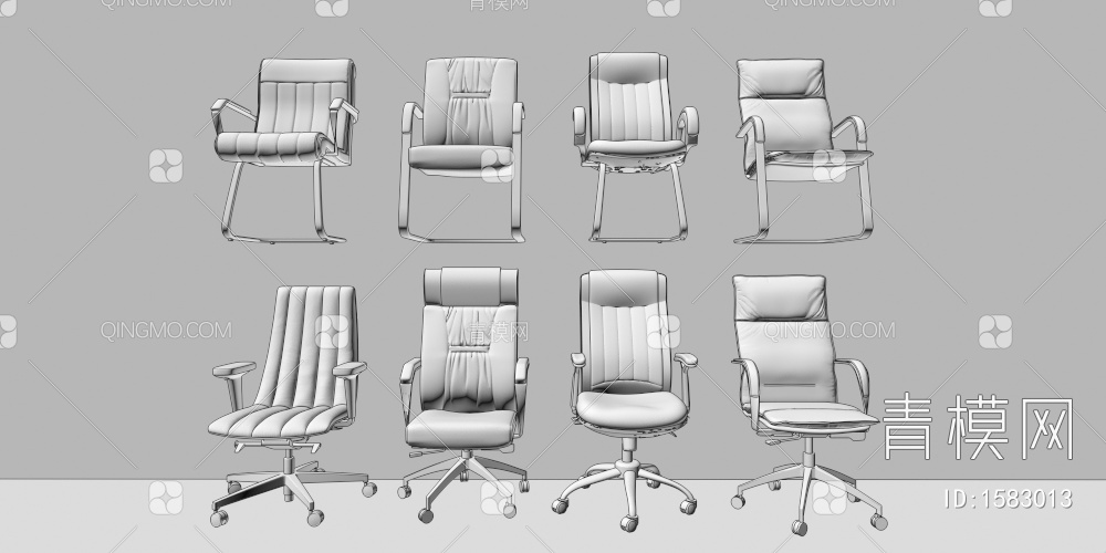 会议室椅子经理办公室椅子董事长办公椅子皮质座椅皮质椅子3D模型下载【ID:1583013】
