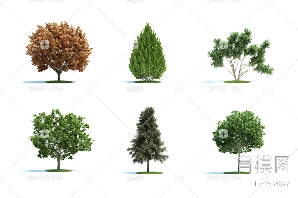 景观树木，户外树木，庭院树木3D模型下载【ID:1584897】