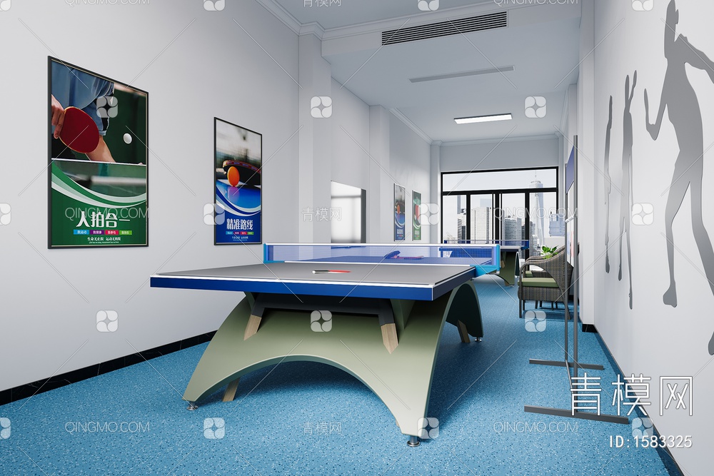 乒乓球室3D模型下载【ID:1583325】