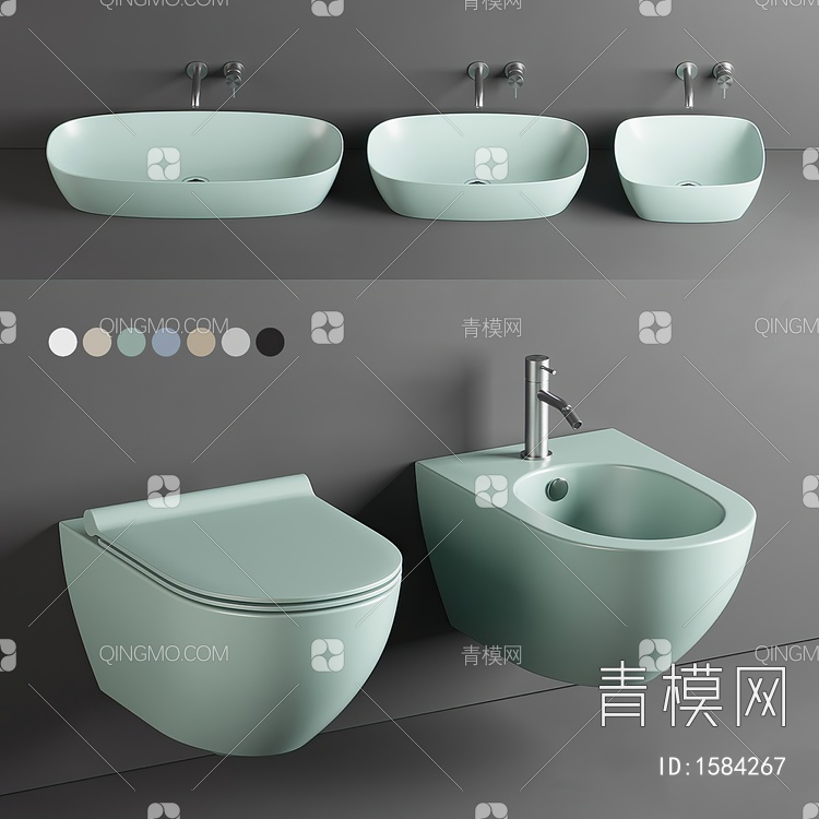 马桶卫浴组合3D模型下载【ID:1584267】