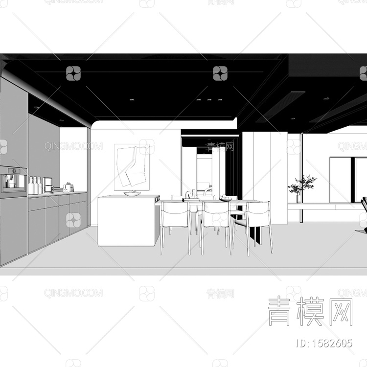 客餐厅 卧室3D模型下载【ID:1582605】