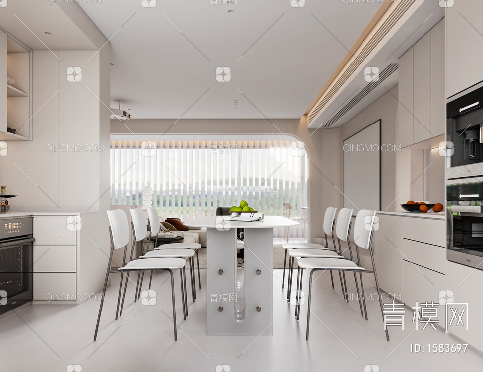 家居客餐厅 开放式厨房3D模型下载【ID:1583697】