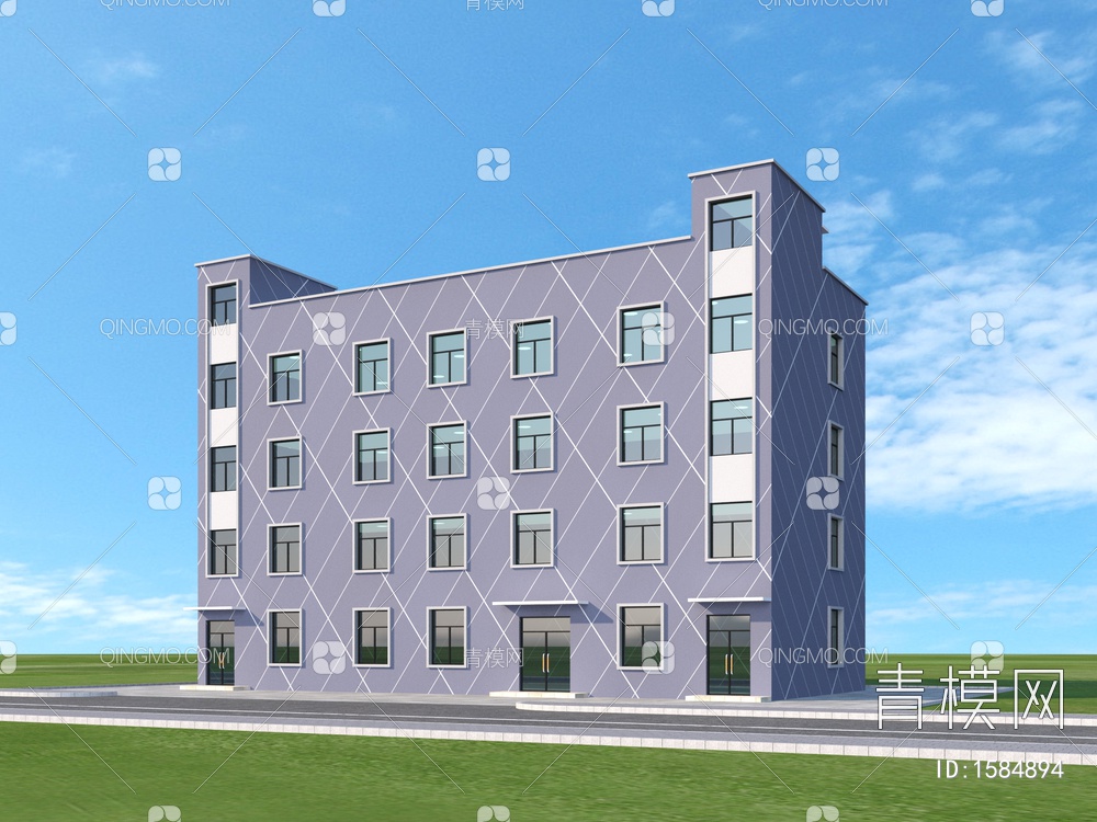 服务办公楼 建筑外观3D模型下载【ID:1584894】
