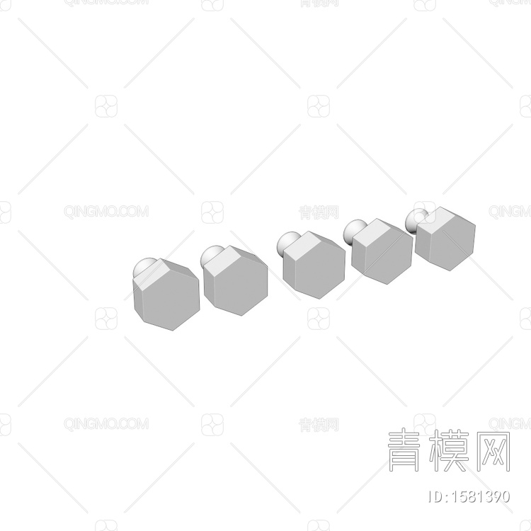 Hexagon金属六边形门把手3D模型下载【ID:1581390】