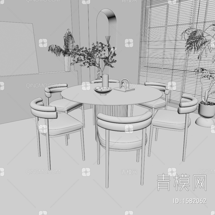 圆形餐桌椅3D模型下载【ID:1582062】