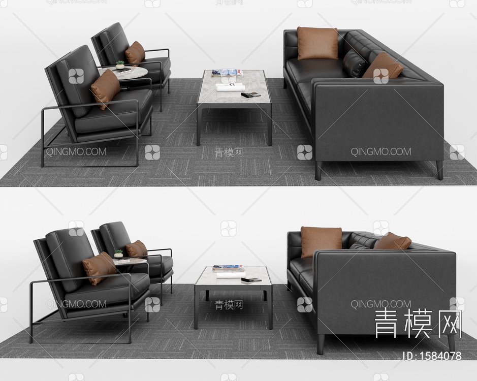 沙发茶几组合3D模型下载【ID:1584078】