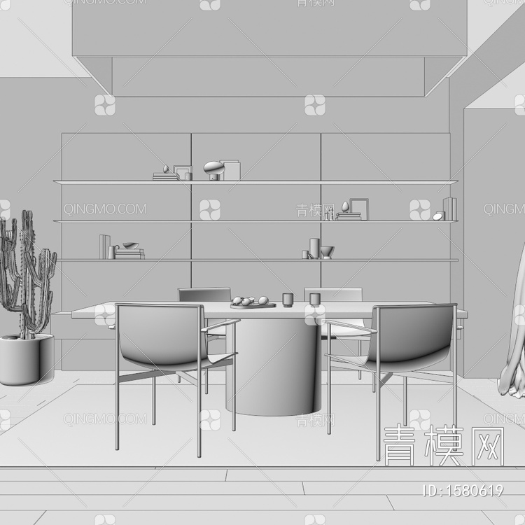 餐厅，餐桌椅，装饰柜3D模型下载【ID:1580619】