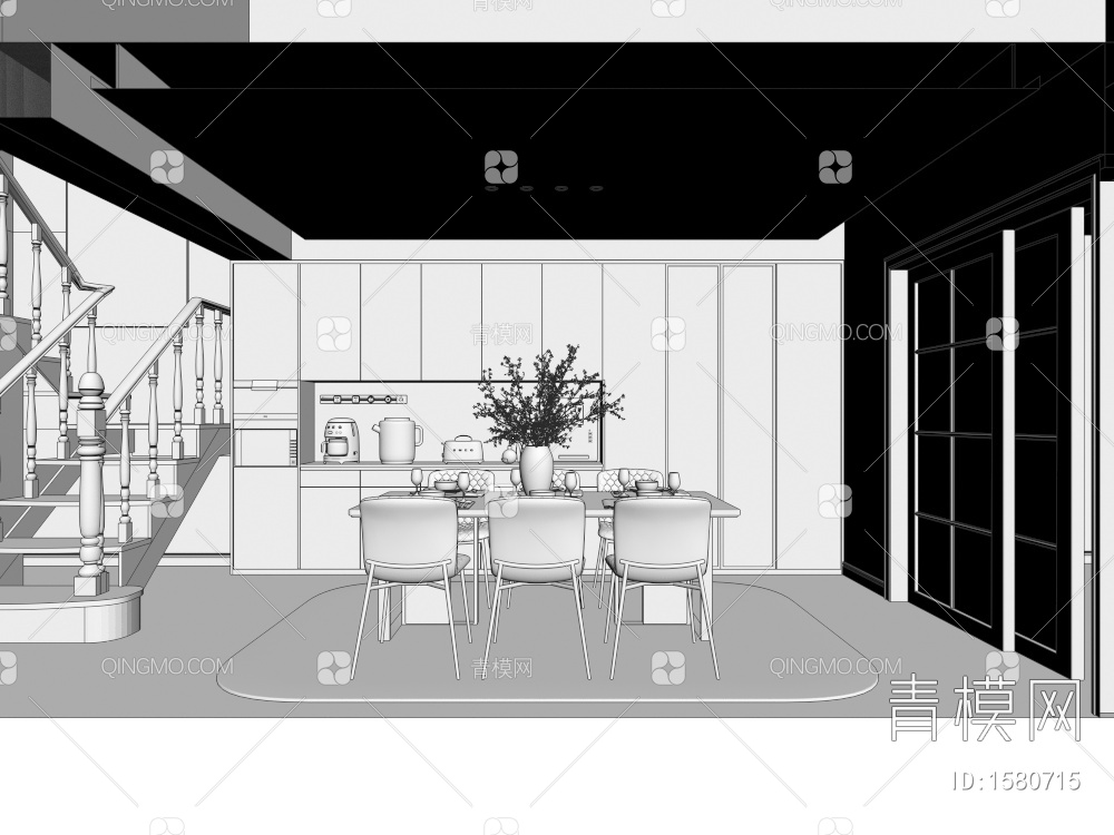 复式客餐厅3D模型下载【ID:1580715】