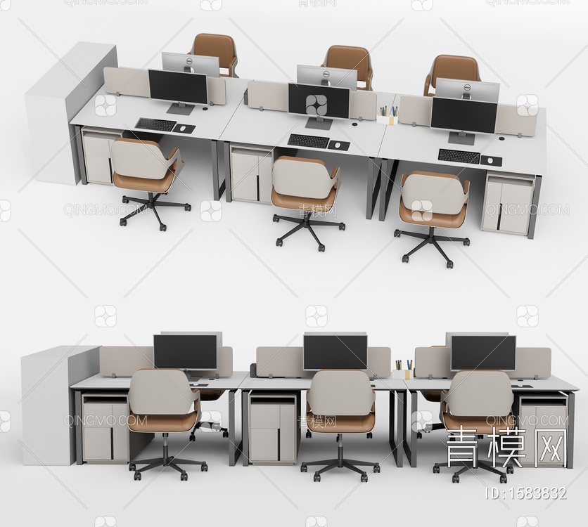 办公桌椅3D模型下载【ID:1583832】