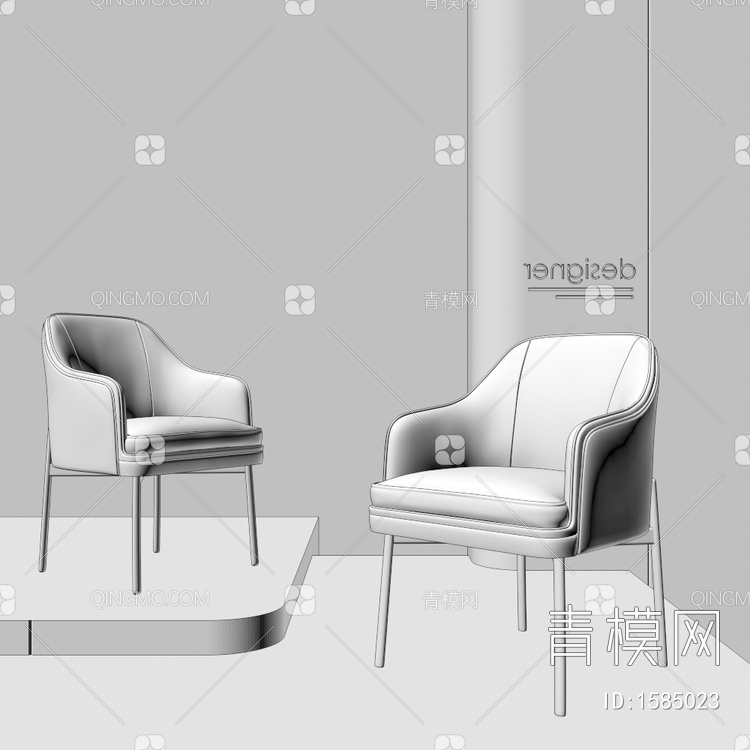 单椅 餐椅3D模型下载【ID:1585023】