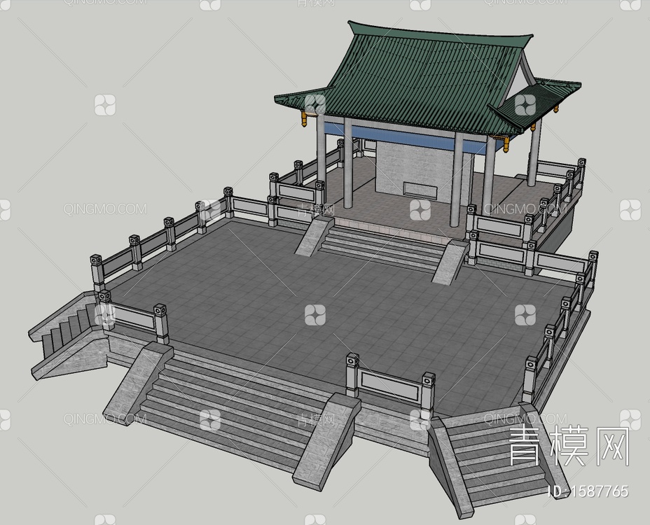 古建筑 寺庙SU模型下载【ID:1587765】