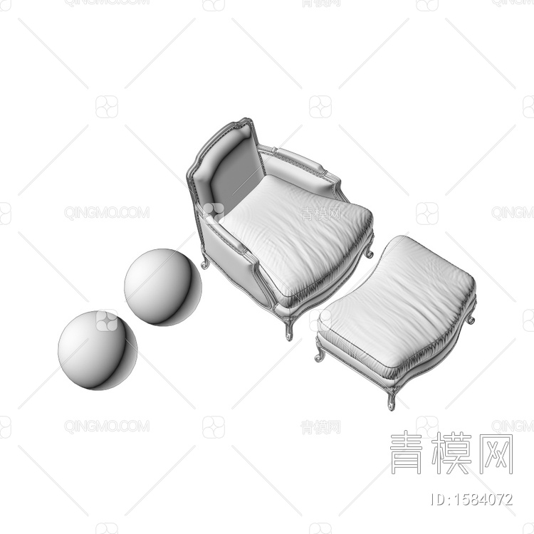 单人沙发3D模型下载【ID:1584072】