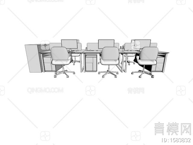 办公桌椅3D模型下载【ID:1583832】