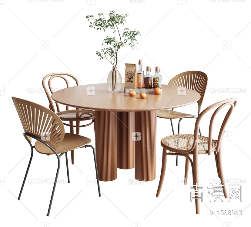 餐桌椅组合SU模型下载【ID:1588863】