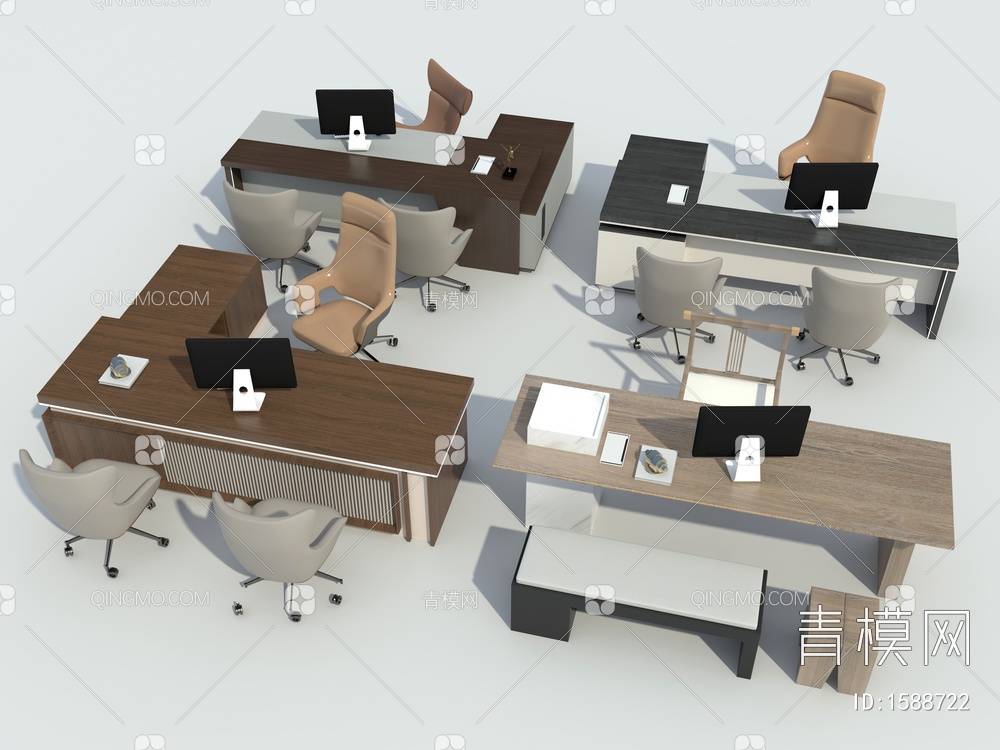 办公桌、老板桌3D模型下载【ID:1588722】