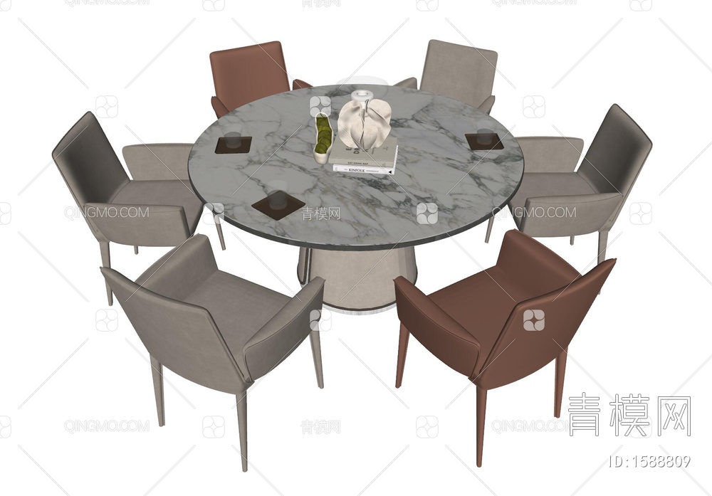 餐桌椅组合SU模型下载【ID:1588809】