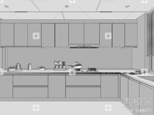 蜂窝大板厨房3D模型下载【ID:1588071】