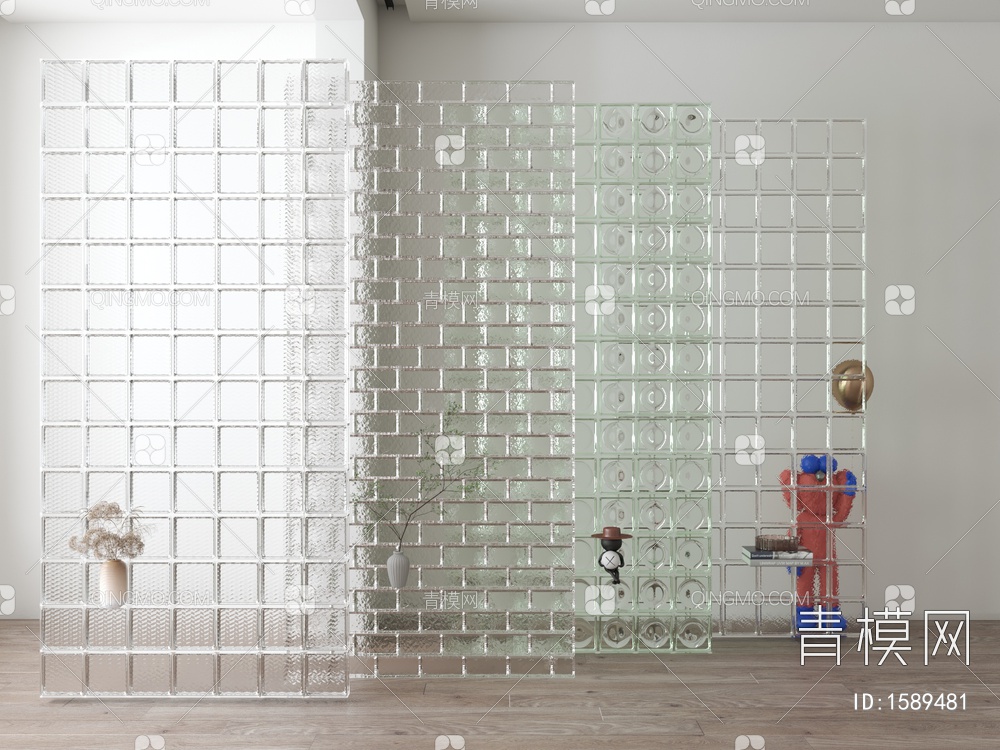 玻璃砖玻璃隔断3D模型下载【ID:1589481】