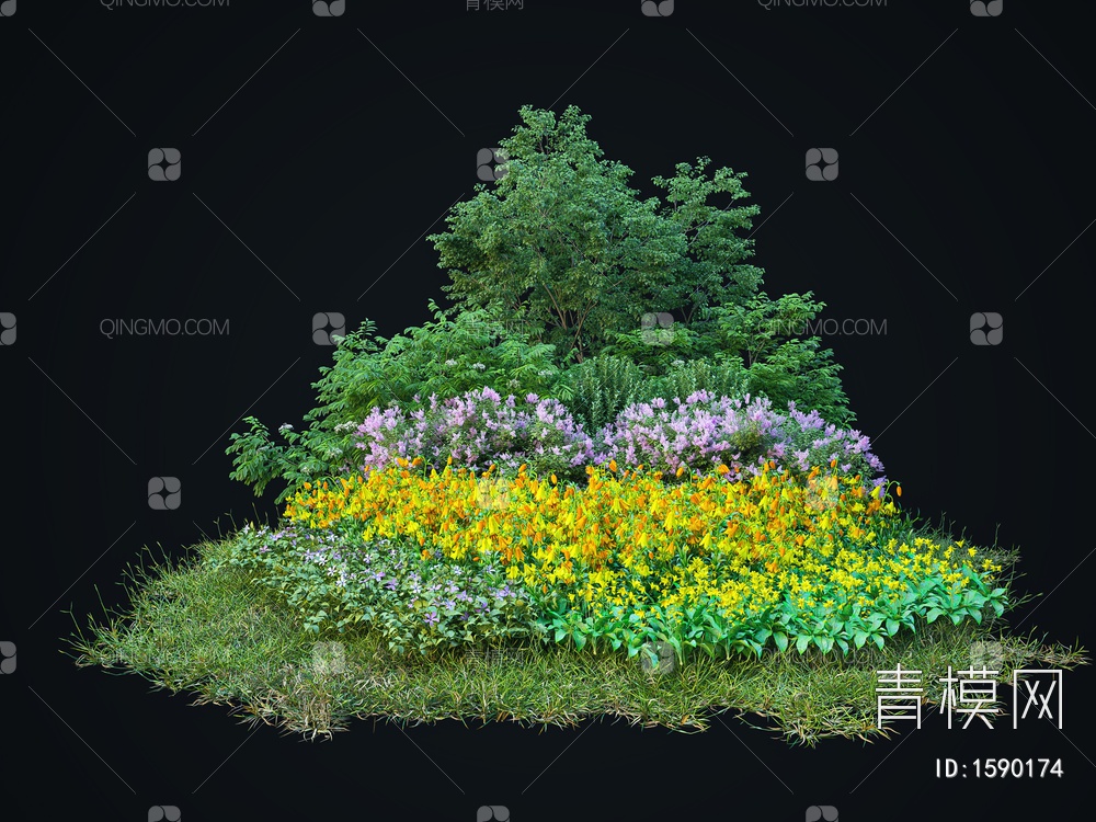 【灌木丛3D模型】-现代VR无灯光有贴图MAX2016灌木丛3d模型下载-ID1590174-免费3Dmax模型库 - 青模3d模型网