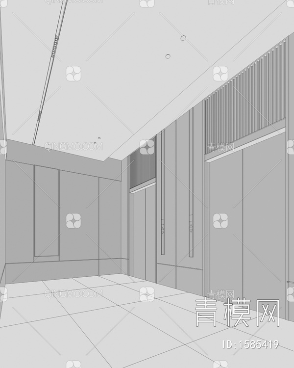 电梯间 公区 入户走廊3D模型下载【ID:1585419】