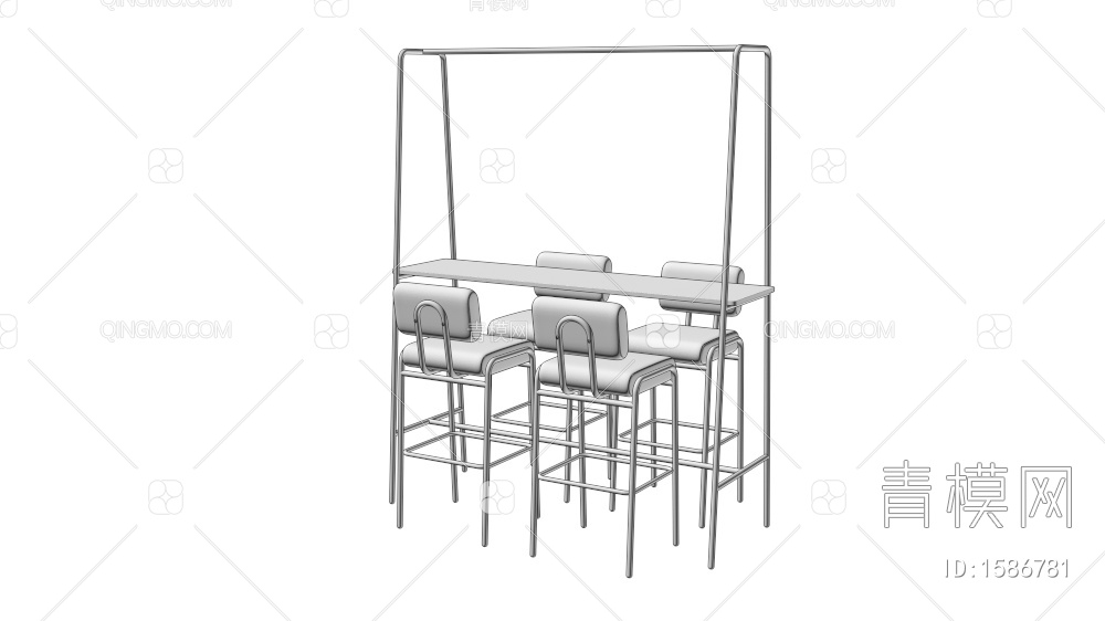 吧台椅组合3D模型下载【ID:1586781】