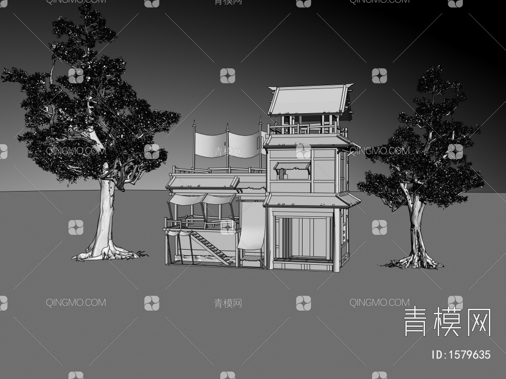 古建,景观房,木房子3D模型下载【ID:1579635】