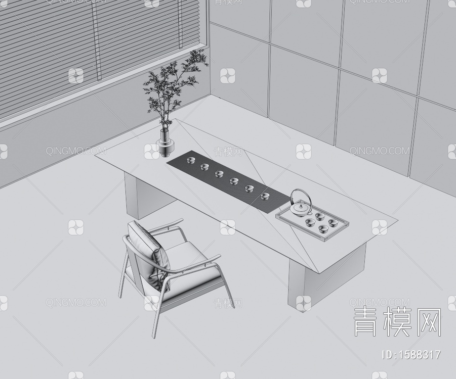 茶桌椅3D模型下载【ID:1588317】