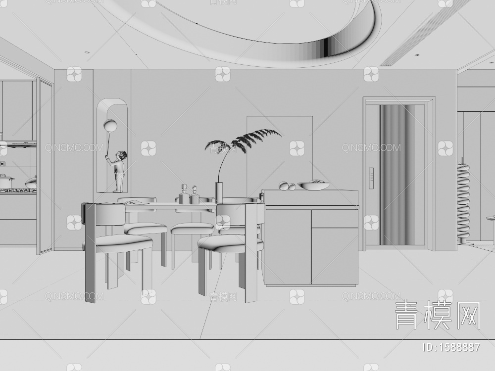 餐厅、厨房3D模型下载【ID:1588887】