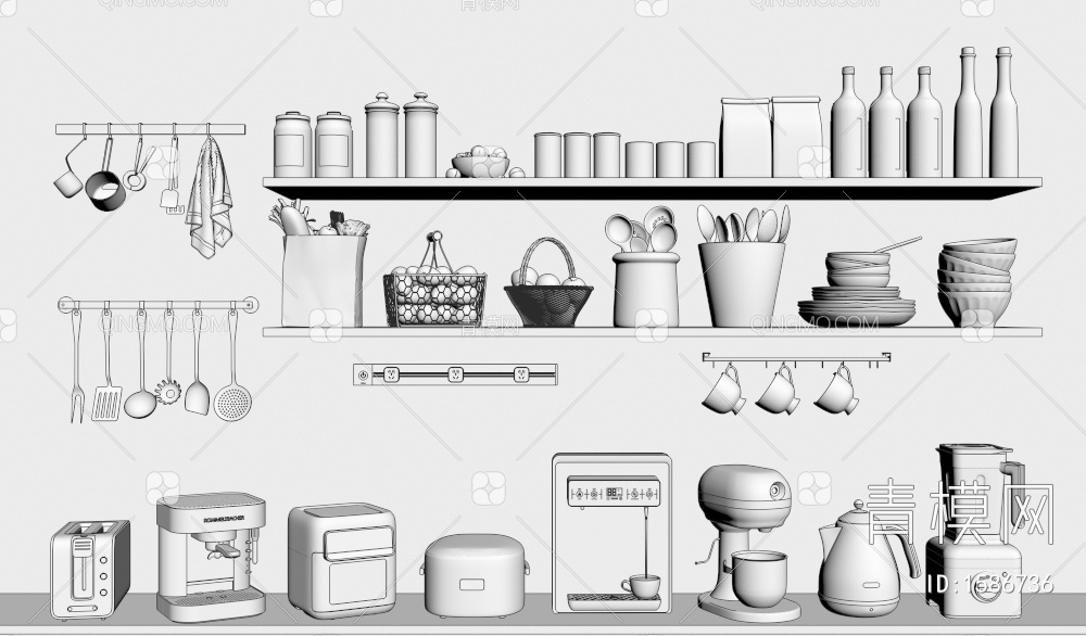 厨房用品3D模型下载【ID:1586736】
