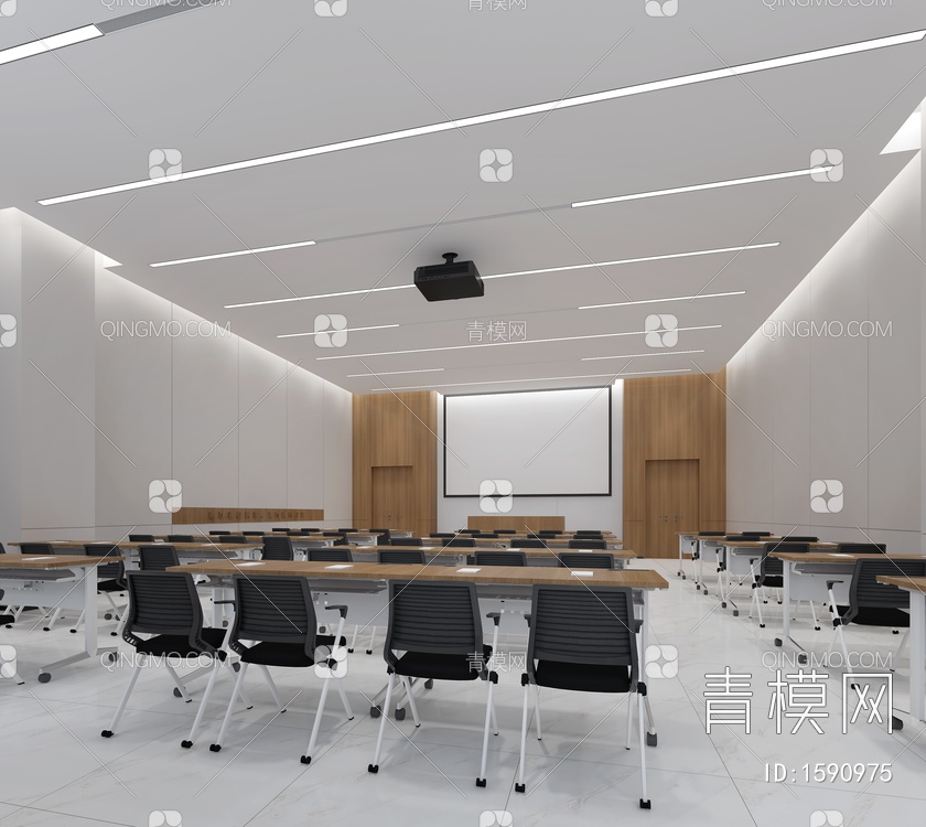 演讲教室 会议室 讲台 会议室3D模型下载【ID:1590975】