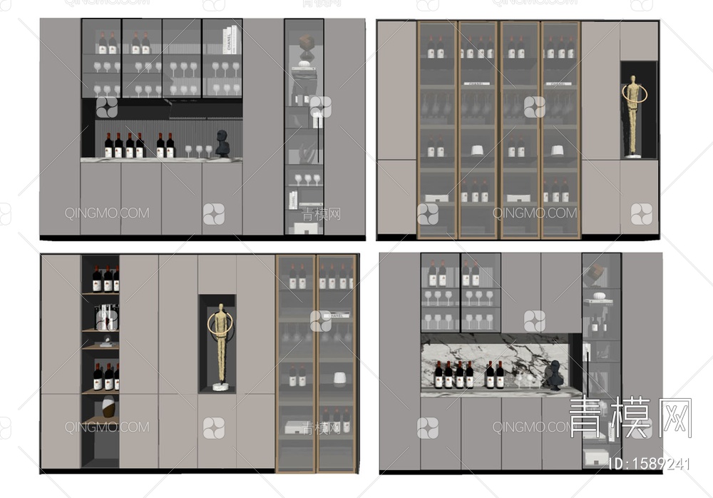 酒柜SU模型下载【ID:1589241】